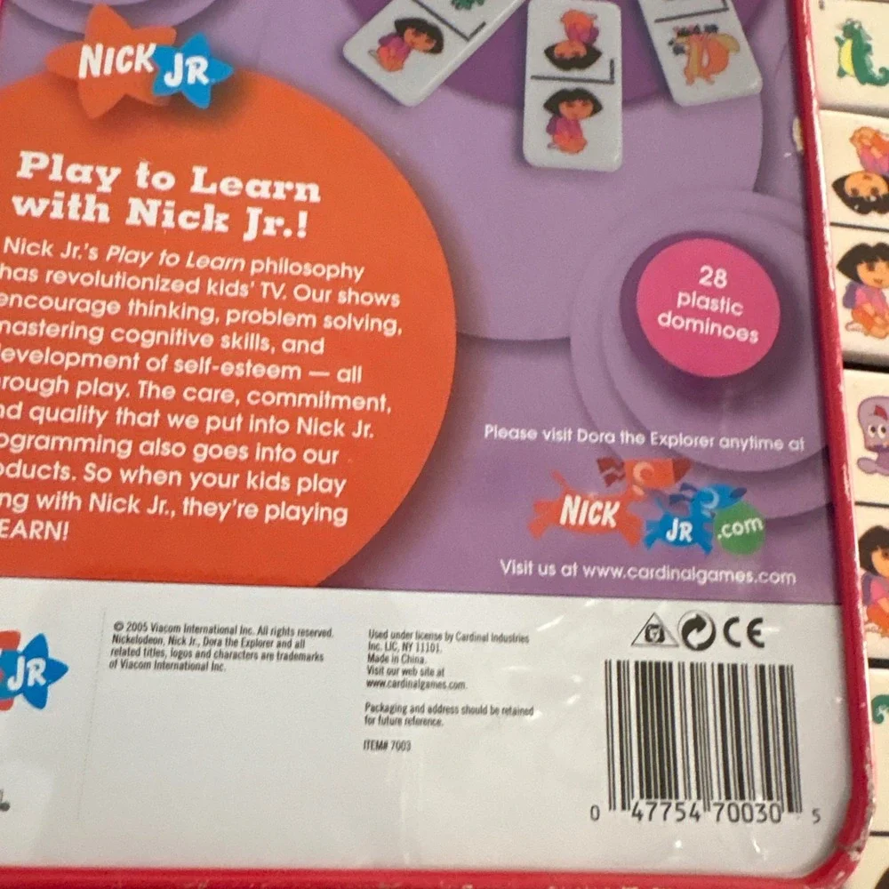 Nick Jr Dora the Explorer Dominoes 26 Piece Plastic Set‎ in Collector Tin 2005